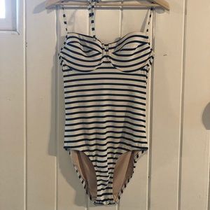 J. Crew navy/white striped halter swimsuit (10)